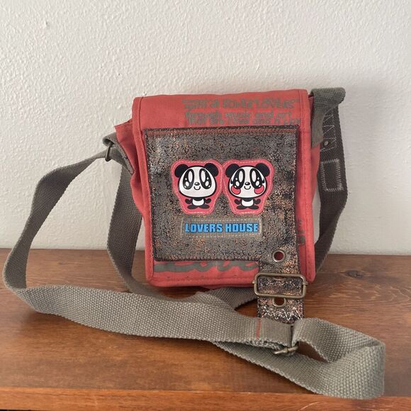 LOVERS HOUSE Handbags - LOVERS HOUSE Ken & Merry Panda Crossbody Bag Red Canvas Purse Retro Y2K 90s READ